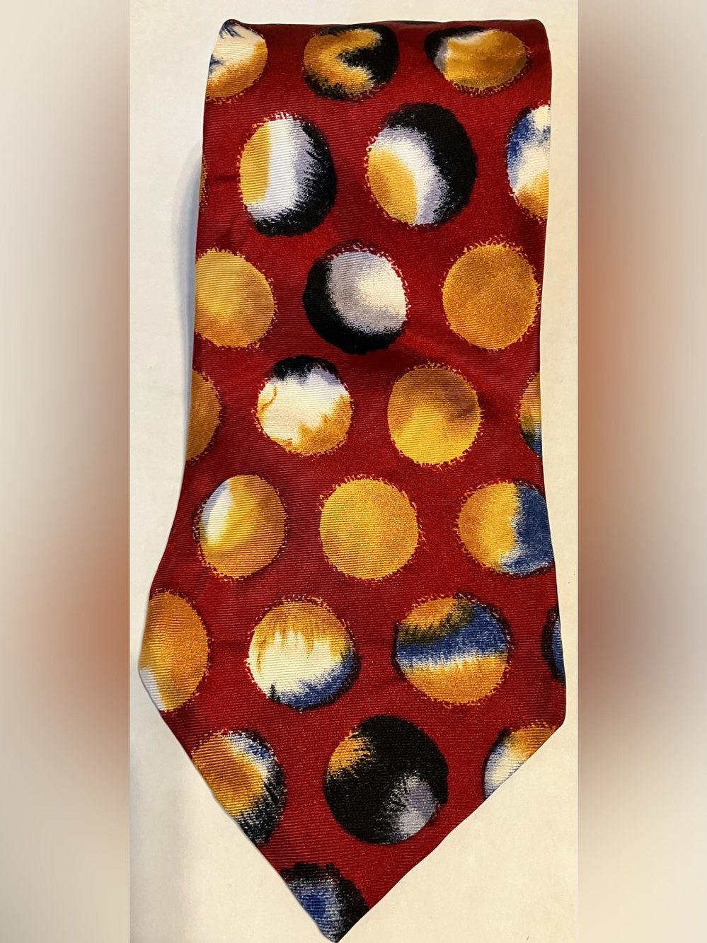 Royal Knight Red Silk Tie with Gold and Black Polka Dots